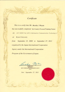Certificate JICA